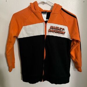 HARLEY DAVIDSON Classic Colorblock Cotton Logo Full Zip Hoodie Jacket Kid's Sz M
